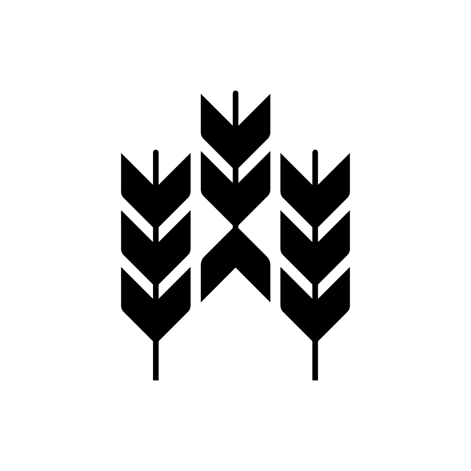Black wheat stalk illustration on white background.