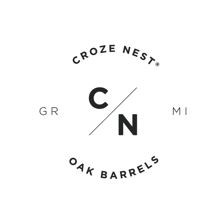 Croze Nest logo, a C/N monogram ringed by the words Croze Nest Oak Barrels