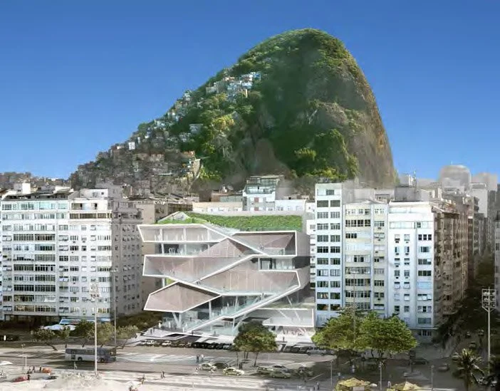 Museum of Image and Sound
2023
_
Six-story museum defined by a continuous
ramp that climbs up from street level,
extending the beach front promenade.
_
73,500 SF
Designed for a Brazilian contemporary arts
and education nonprofit organization in Rio
