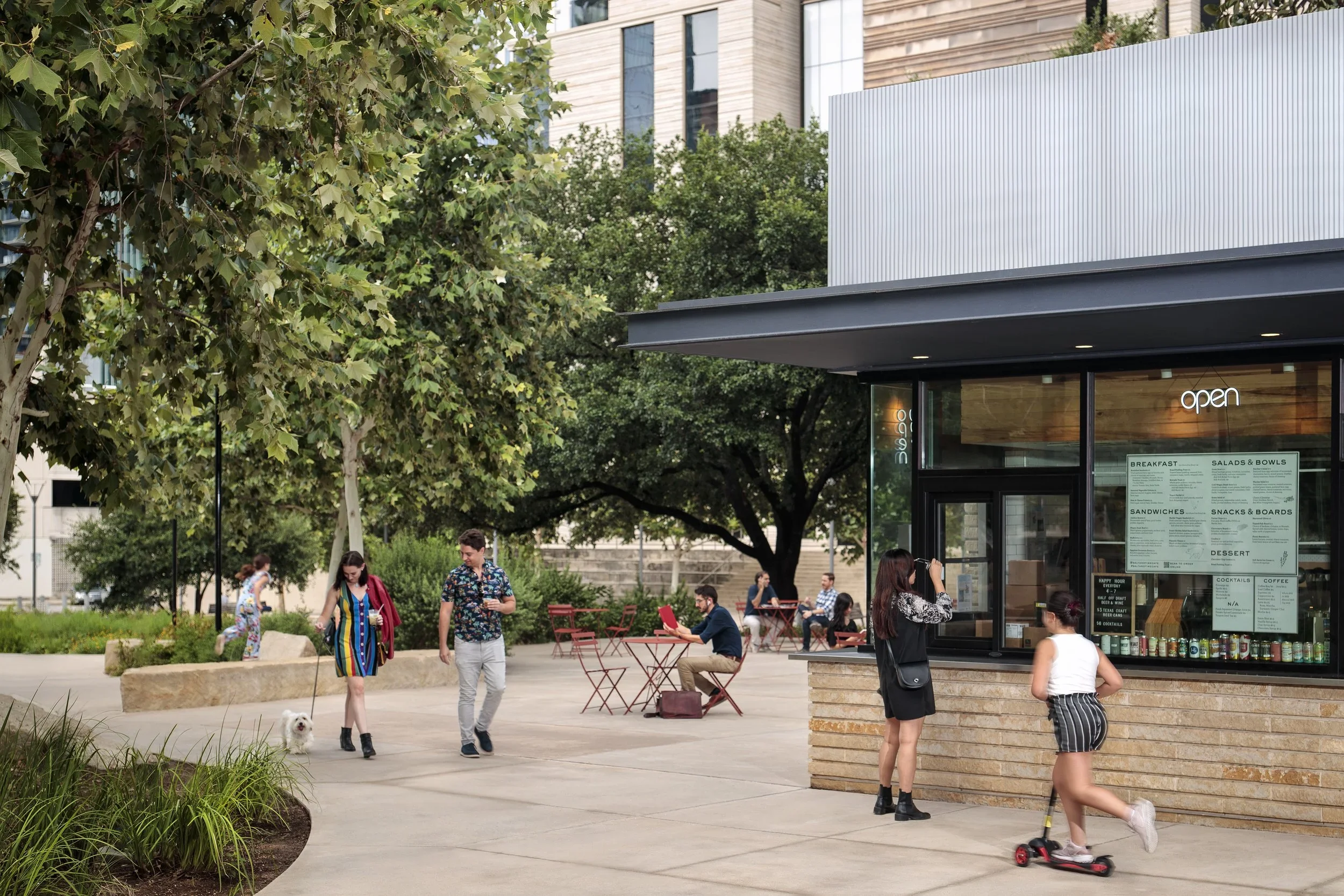 Republic Square Park Cafe
2014
_
Walk-up cafe situated along a pathway in a
downtown Austin park.
_
550 SF
Austin Parks and Recreation
_
Miro Rivera Architects
photography by Sergio Reza