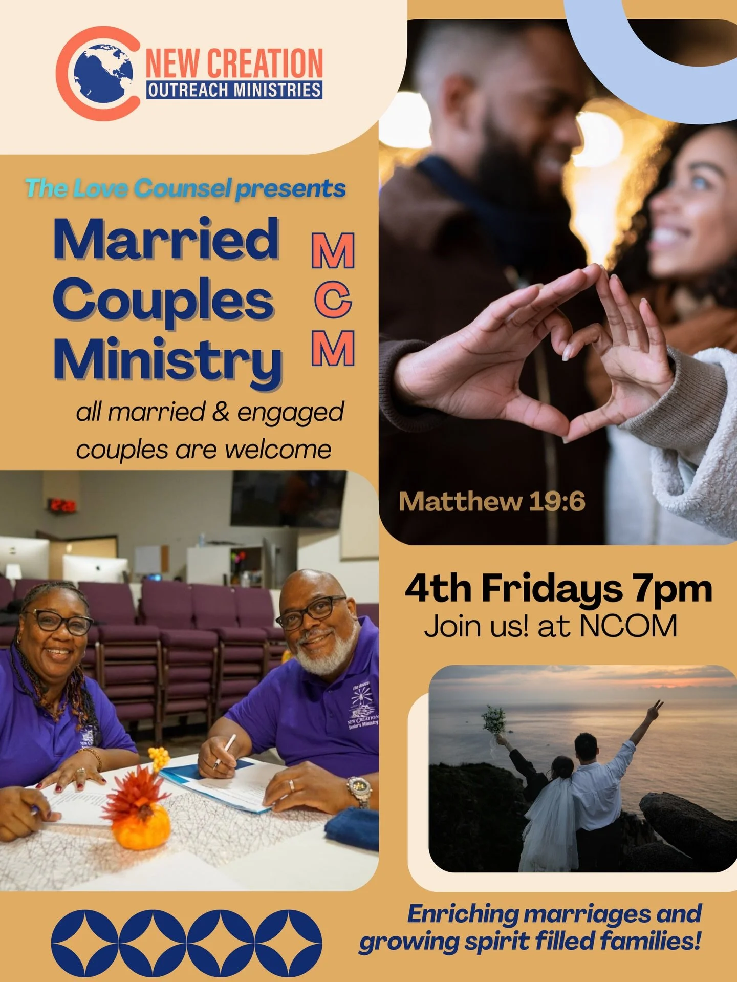 💙 Married couples? 💍 Engaged couples? Ready to invest in your relationship? 😊 🙏🏽 We Invite you to join us for our 1st MCM event of the year on Friday, January 23 at 7pm. 

Please register today, if you plan to attend! ☑️ Supplies and Apple Bar w