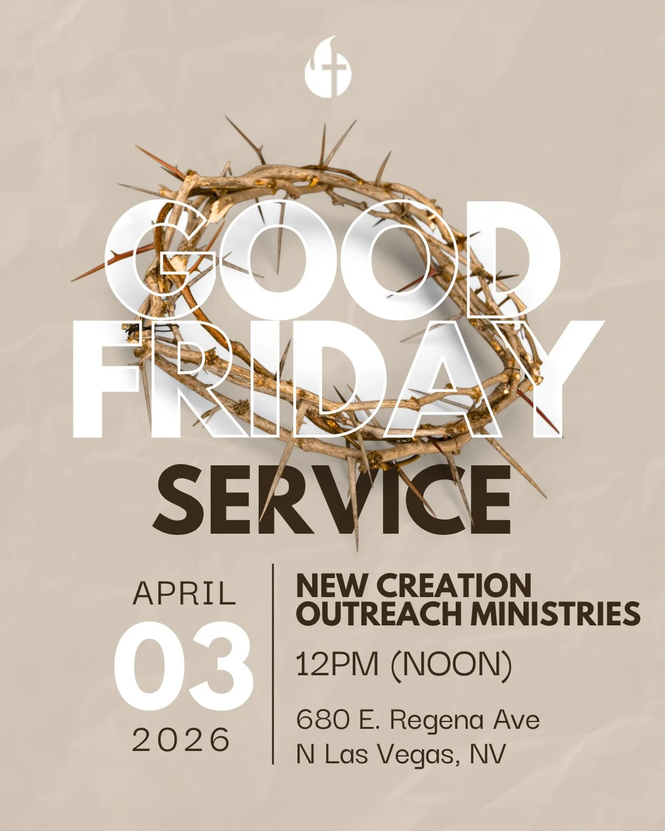 GOOD FRIDAY SERVICE | APRIL 3rd
12 Noon 

LIFE AT THE FOOT OF THE CROSS 

Join us as Pastor D takes us through the reasons Christ calls His church to live at the foot of the cross! 

1 CORINTHIANS 2:2
&ldquo;For I resolved to know nothing while I was