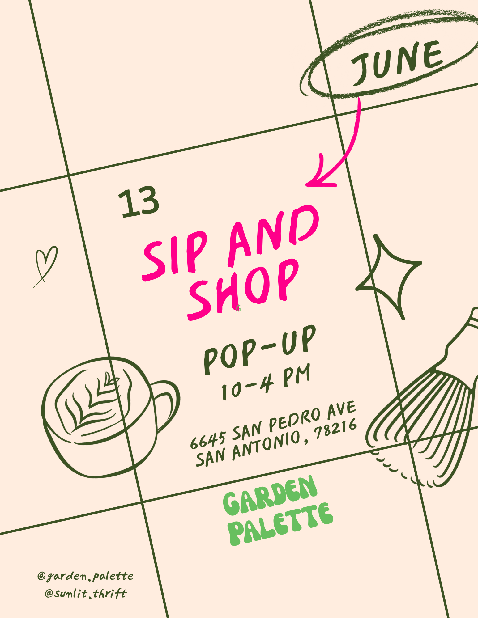 Sunlit Thrift sip and shop