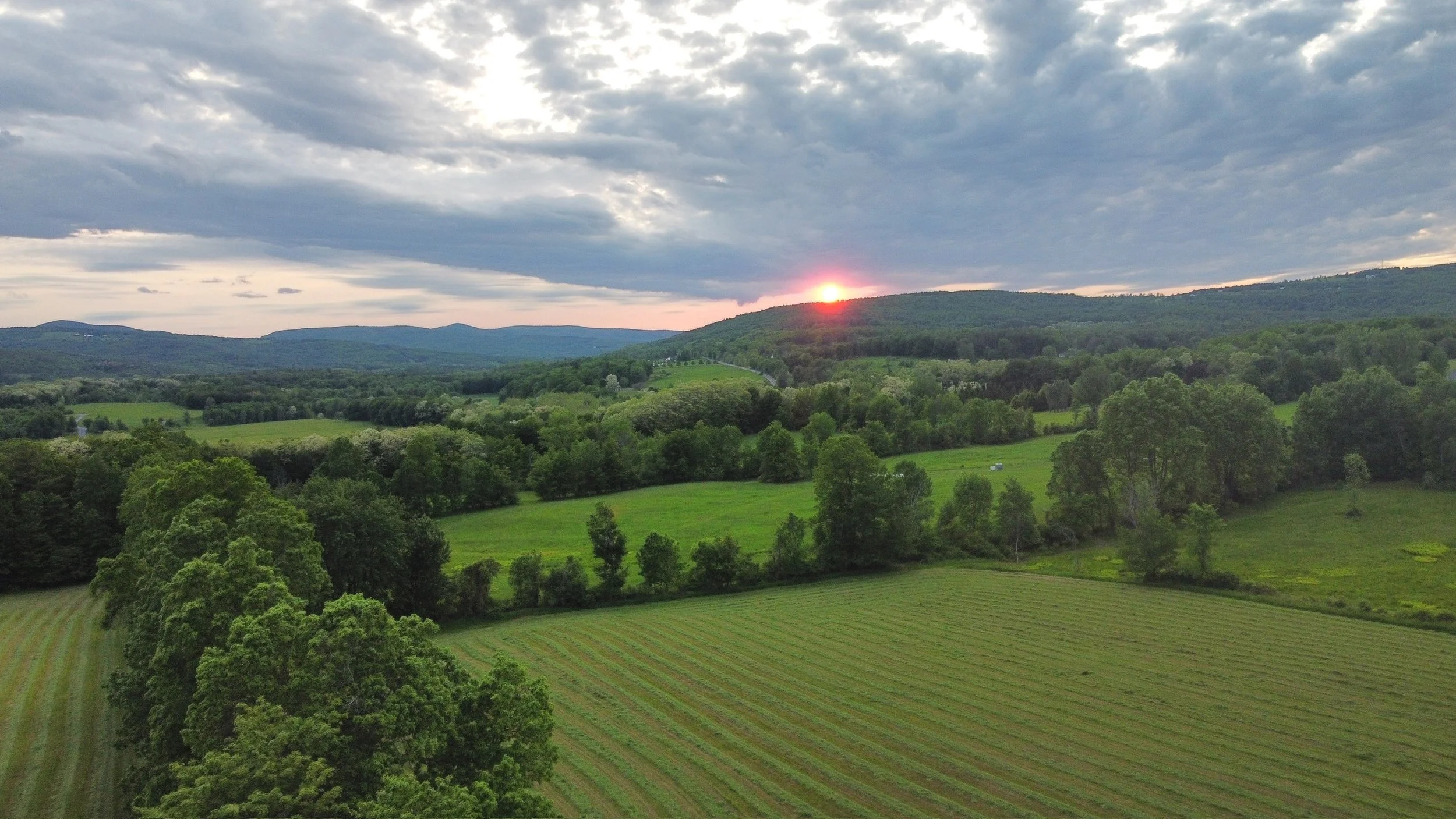 Aerial view of Resilient Roots Farm in Oak Hill, New York