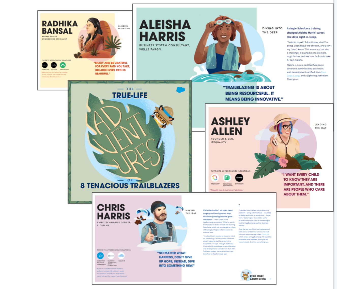 Salesforce - 2019 Year End Digital Magazine AppExchange has an extremely tight-knit community of Trailblazers with inspiring personal stories. We put together this ebook to showcase some in a short story format complete with commissioned illustration