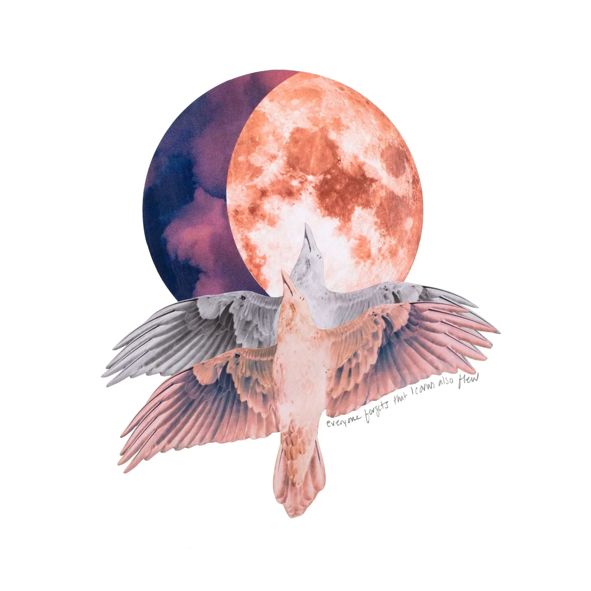 Before The Fall, 2025

| Hand-cut Collage on Archival Paper
| Lyrics from the poem Failing and Flying by Jack Gilbert

| 19"x19" Framed
$675