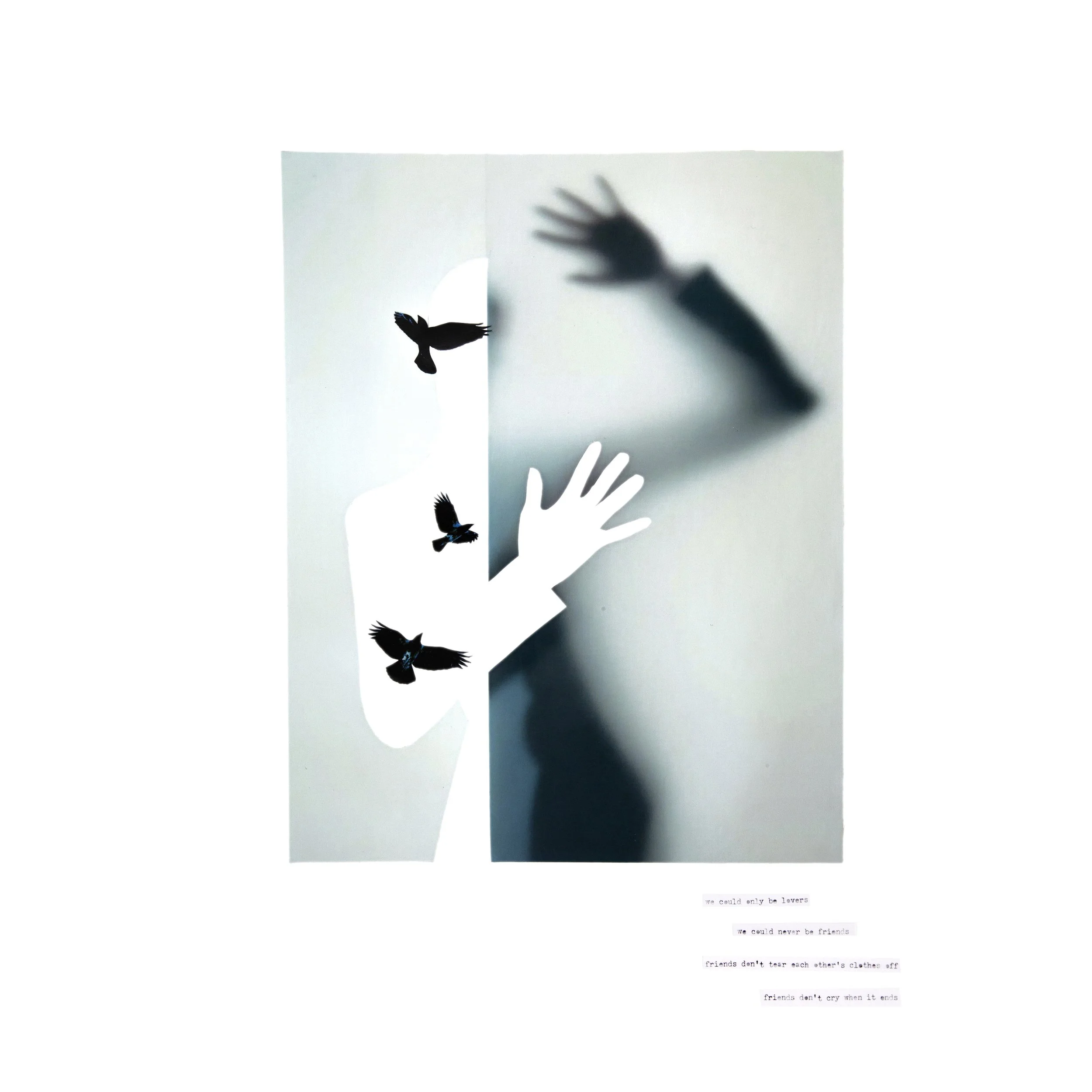 After the Fire, 2025 | Hand-cut Collage on Archival Paper | Lyrics from the song 50/50 by John Craige | 21"x25" Framed $900