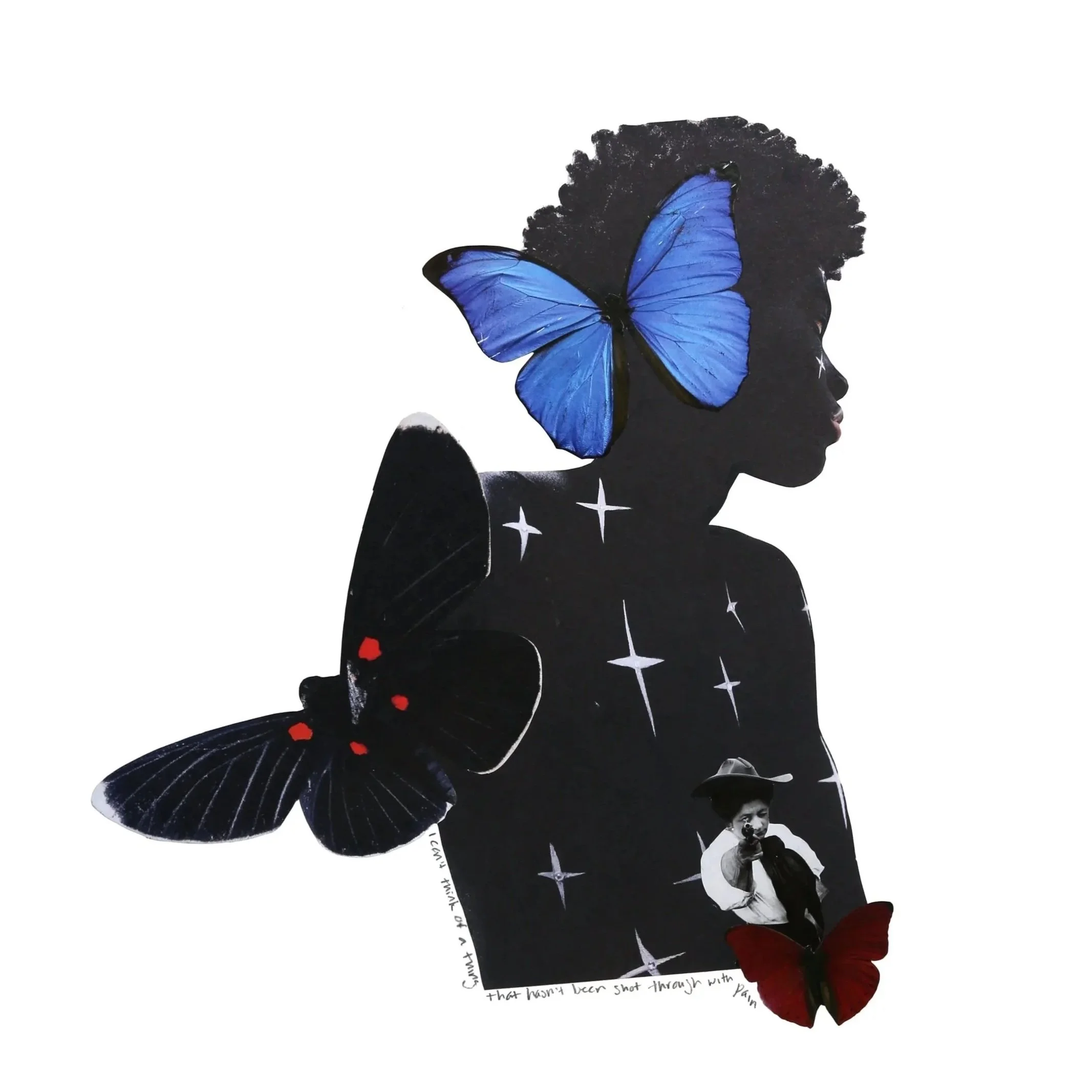 Shot Through with Pain, 2024

| Hand-cut Collage on Archival Paper
| Lyrics from The Returner by Allison Russell

| 25.5"x21.5" Framed
$880