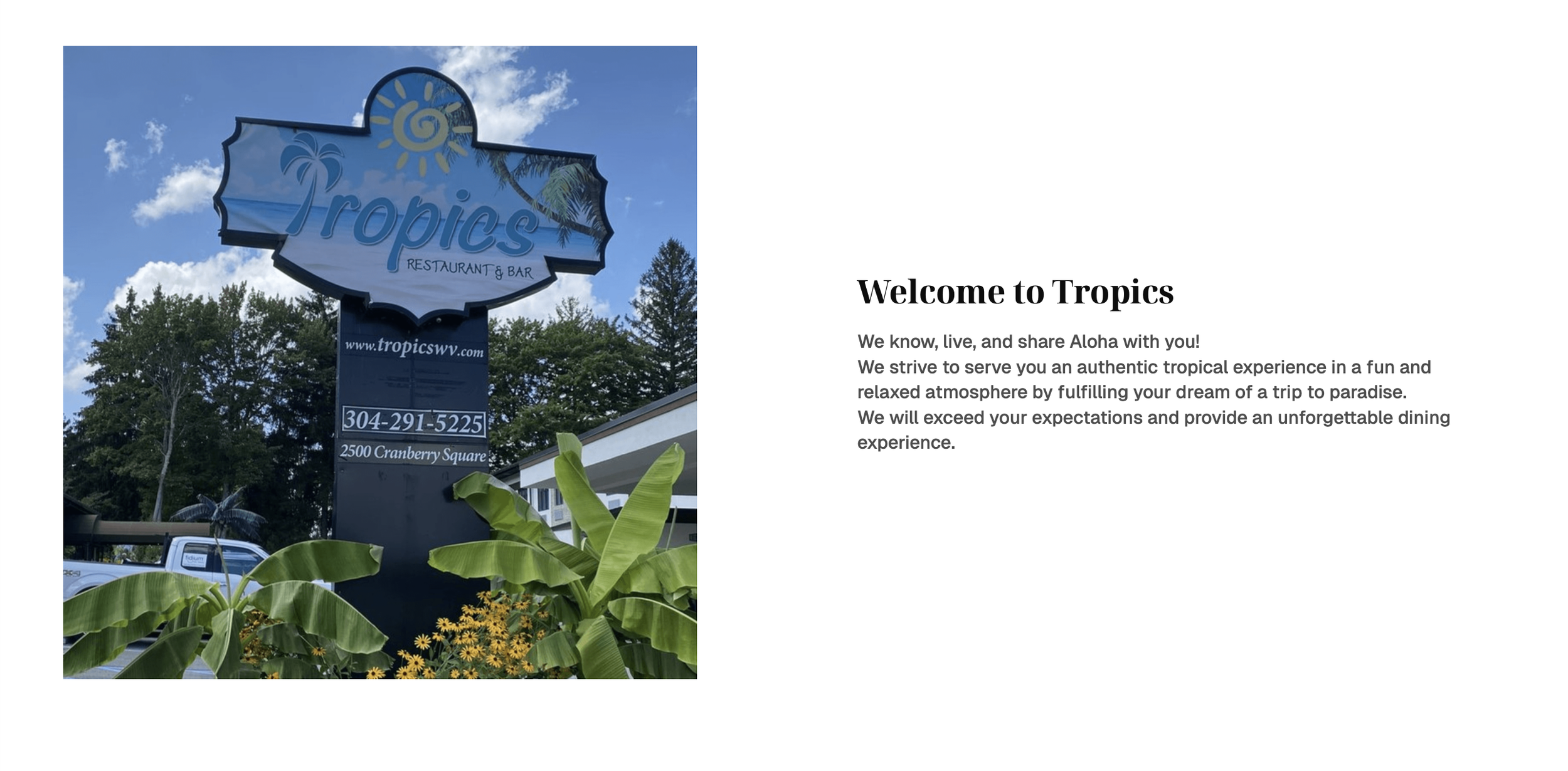 Tropics exterior sign from the previous homepage