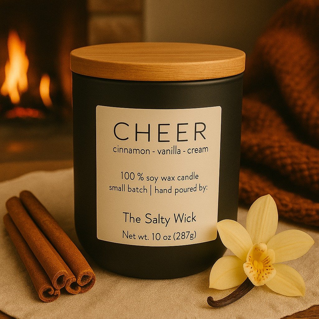 Cheer smells like the good kind of busy. The kitchen humming, cinnamon in the air, and a little bit of chaos that somehow feels perfect.

We made it to remind you that joy can be quiet. It can be a candle flickering while life moves around you. Light