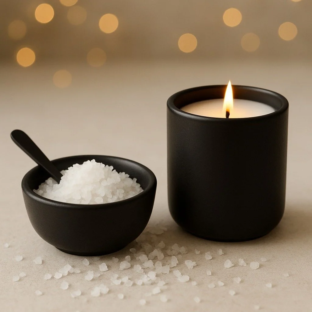 The name The Salty Wick comes from two pieces of my story. My maiden name is Wick, and the word salty carries meaning for everyone living with Cystic Fibrosis. 

People with CF lose more salt than most. It can show up as a light layer on the skin or 