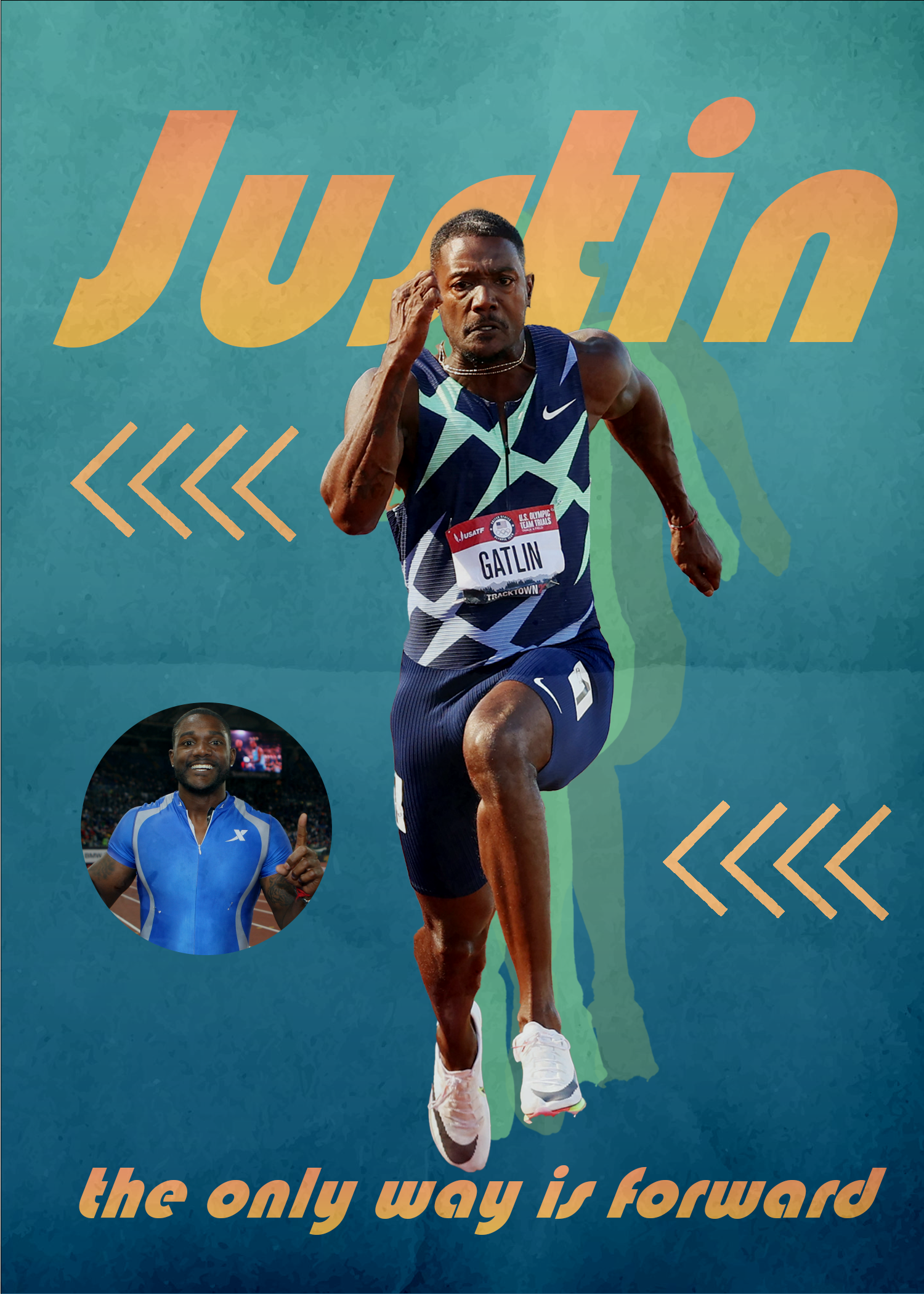  
 Runner Triptych: Justin Gatlin 
 This is the 5-time Olympic medalist Justin Gatlin. 
 