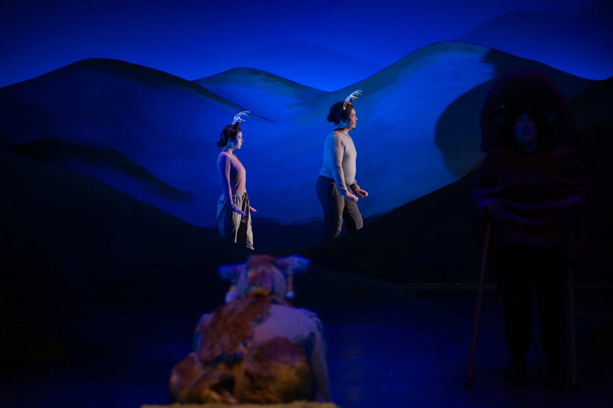 Johannes watches the deer in the headlights  L to R_ Hannah Mae Sturges, Nic Moore, Tasi Alabastro  Photographer_ Jessica Palopoli.jpg