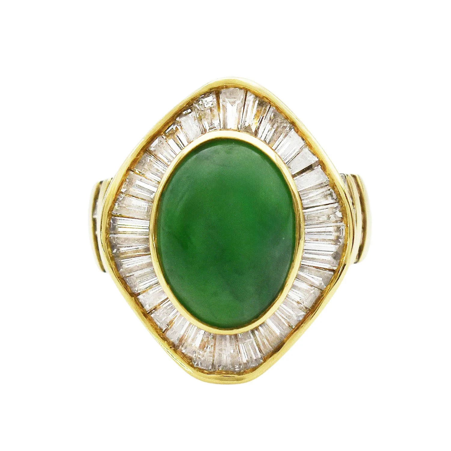 18K Jade Diamond Ballerina Ring - GIA