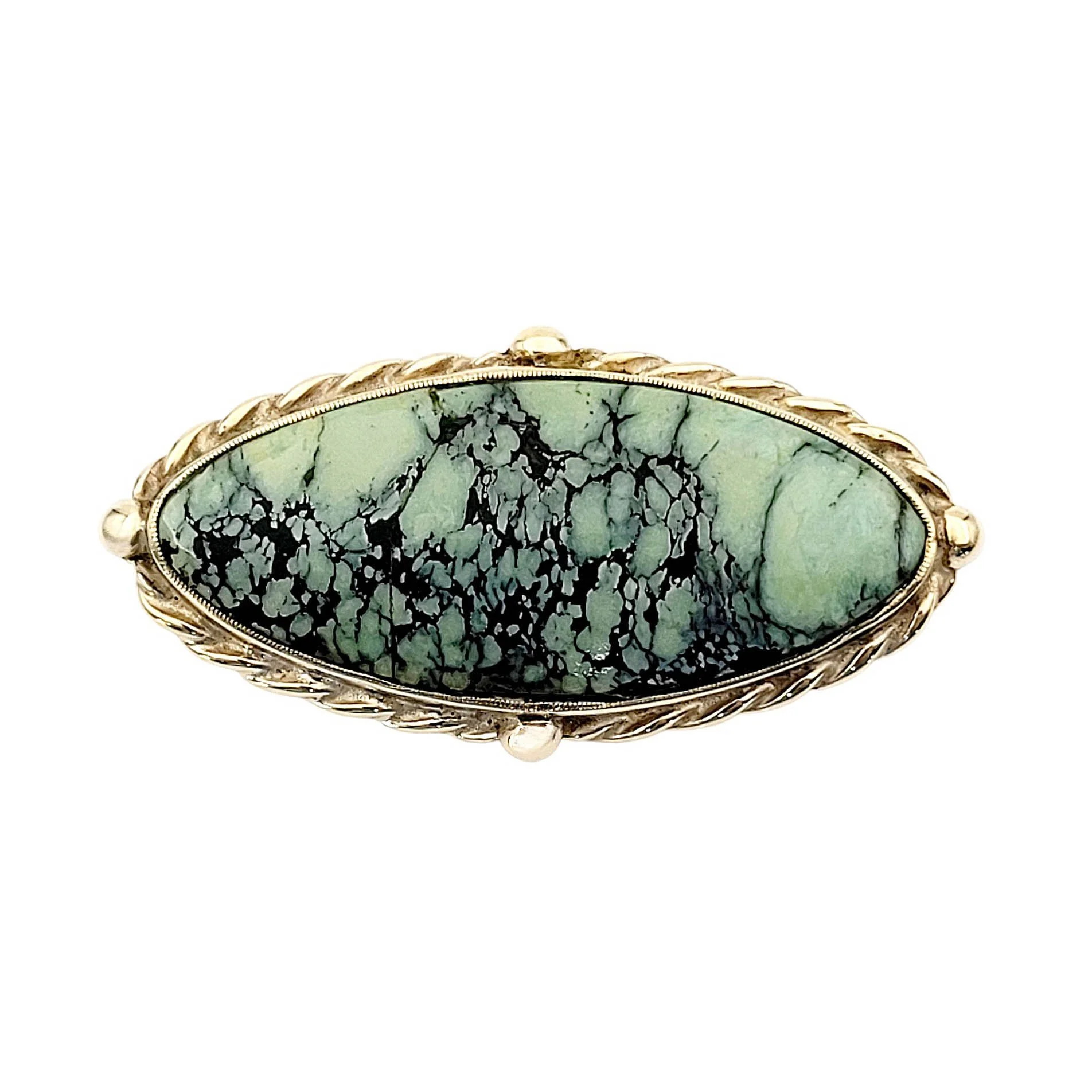 Vintage Oval Variscite Pin Gold