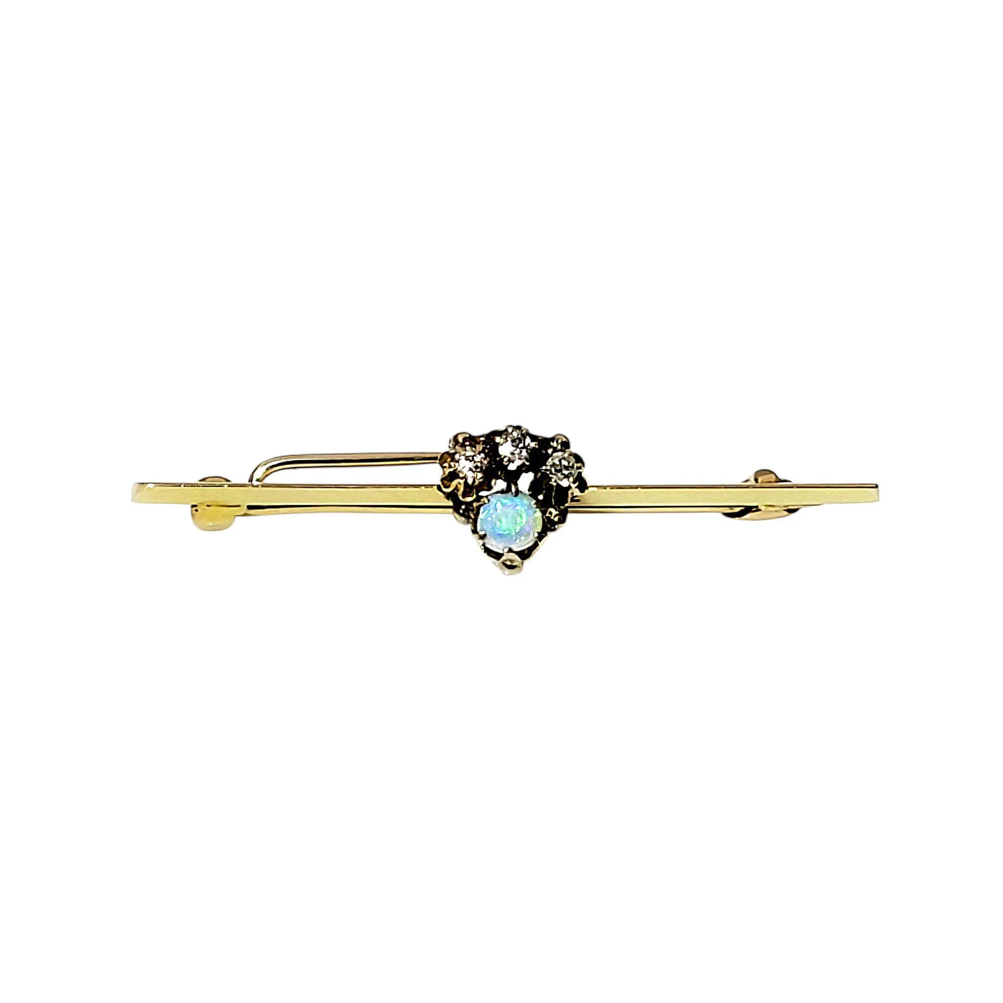 Antique Opal Diamond Bar Pin Gold