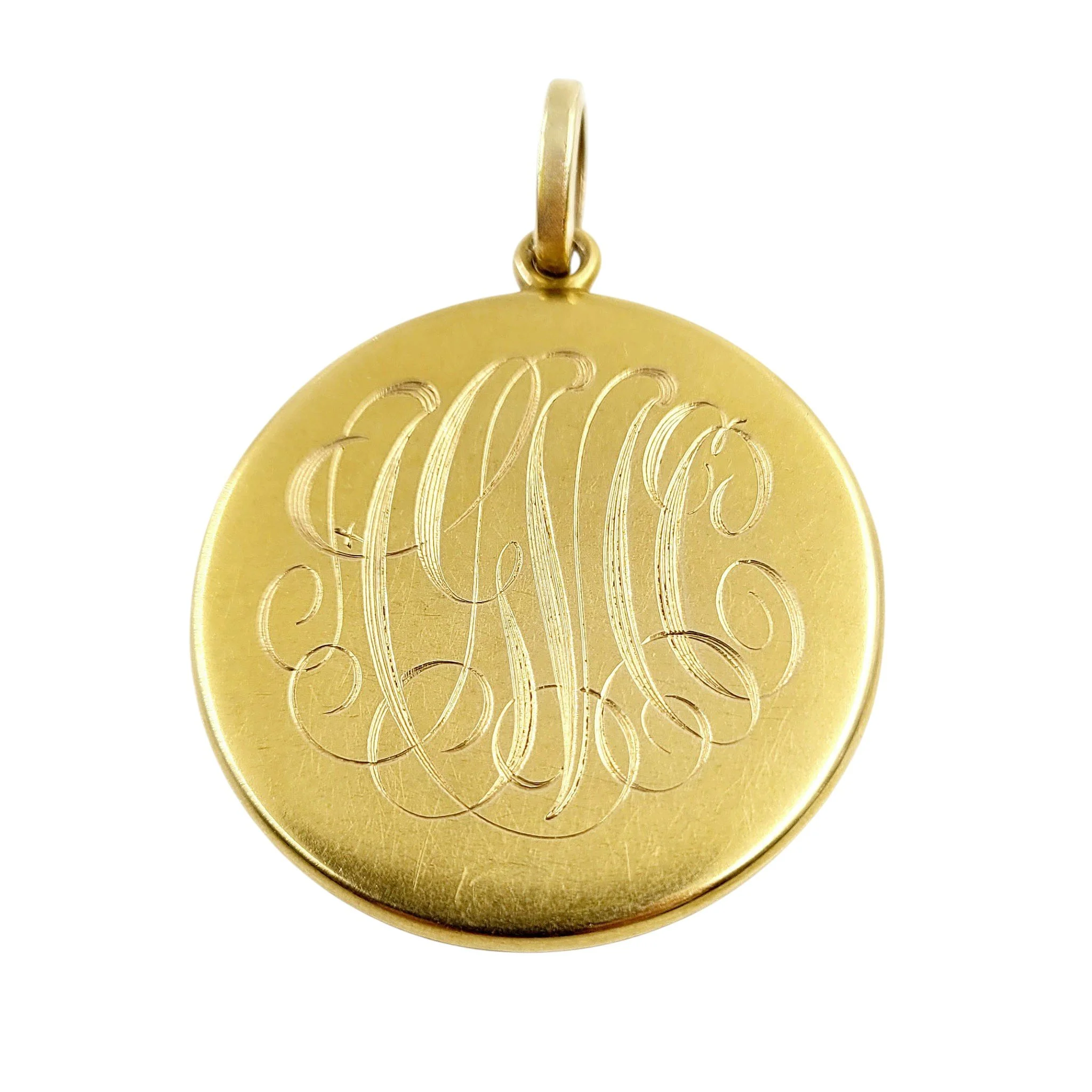 Monogrammed Round Locket Pendant Gold