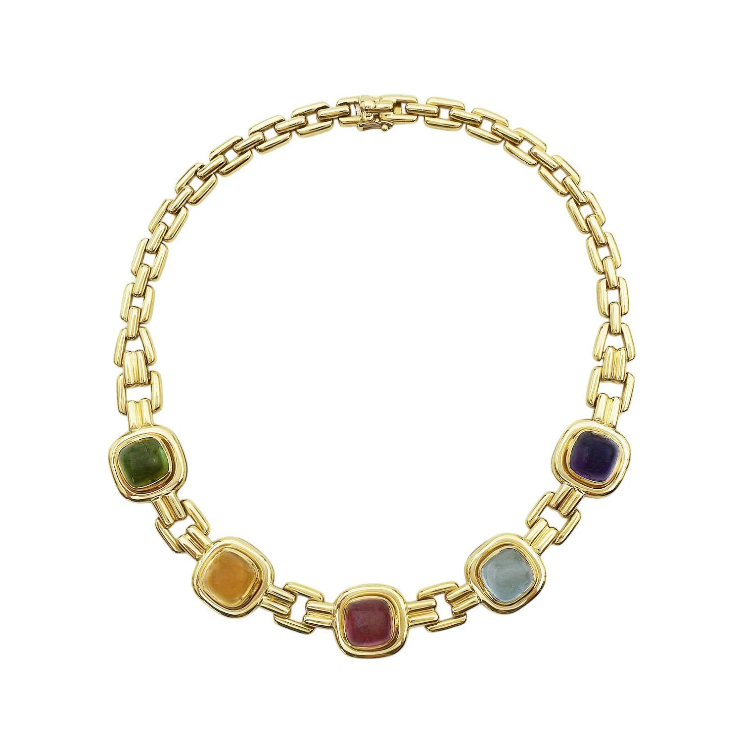 18K Vintage Multi-Gemstone Necklace