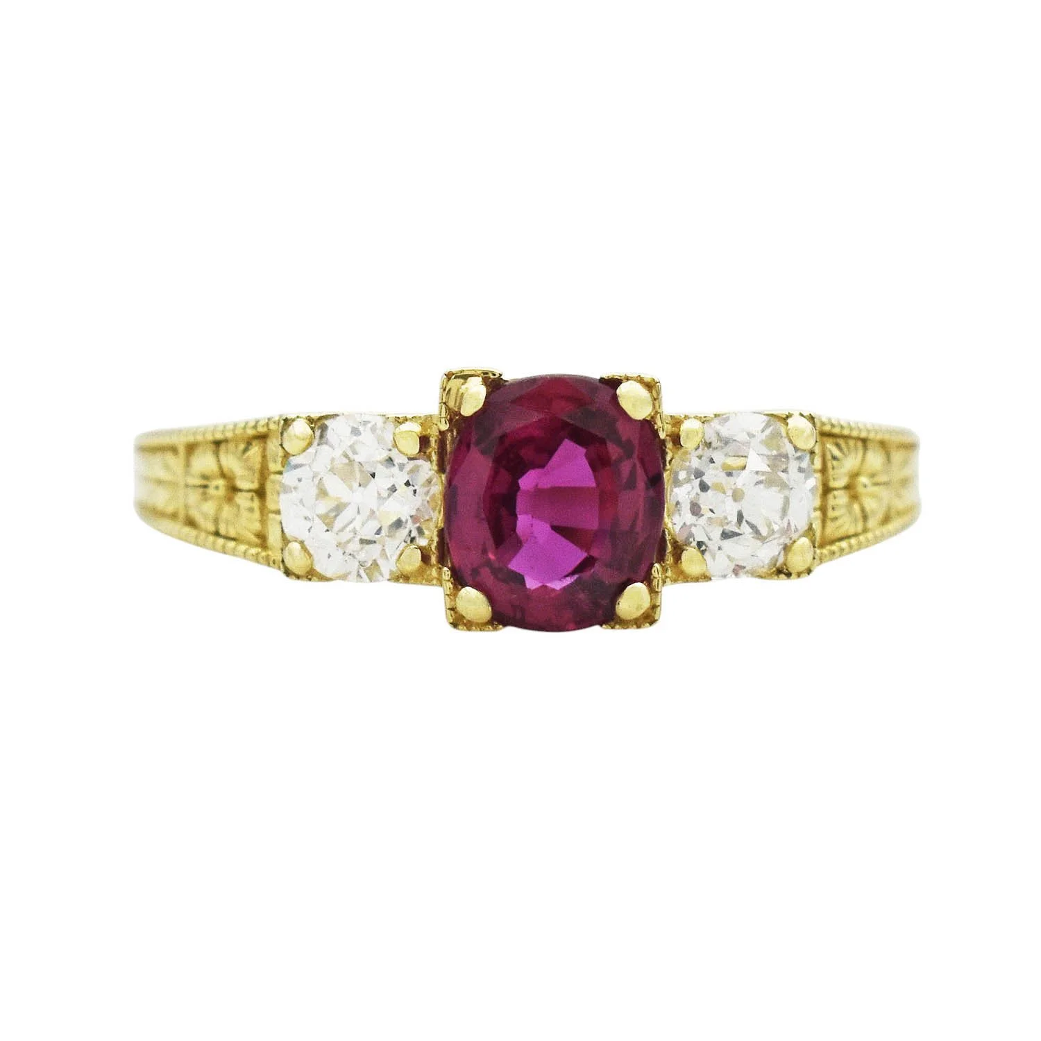 18K Ruby Diamond Ring - GIA No-Heat