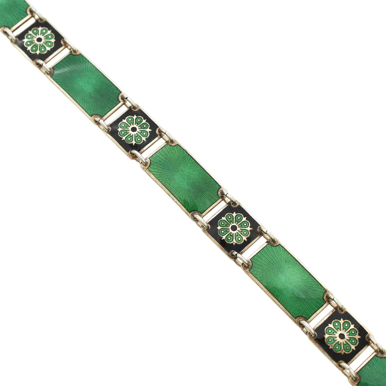 David Andersen Green Enamel Panel Bracelet