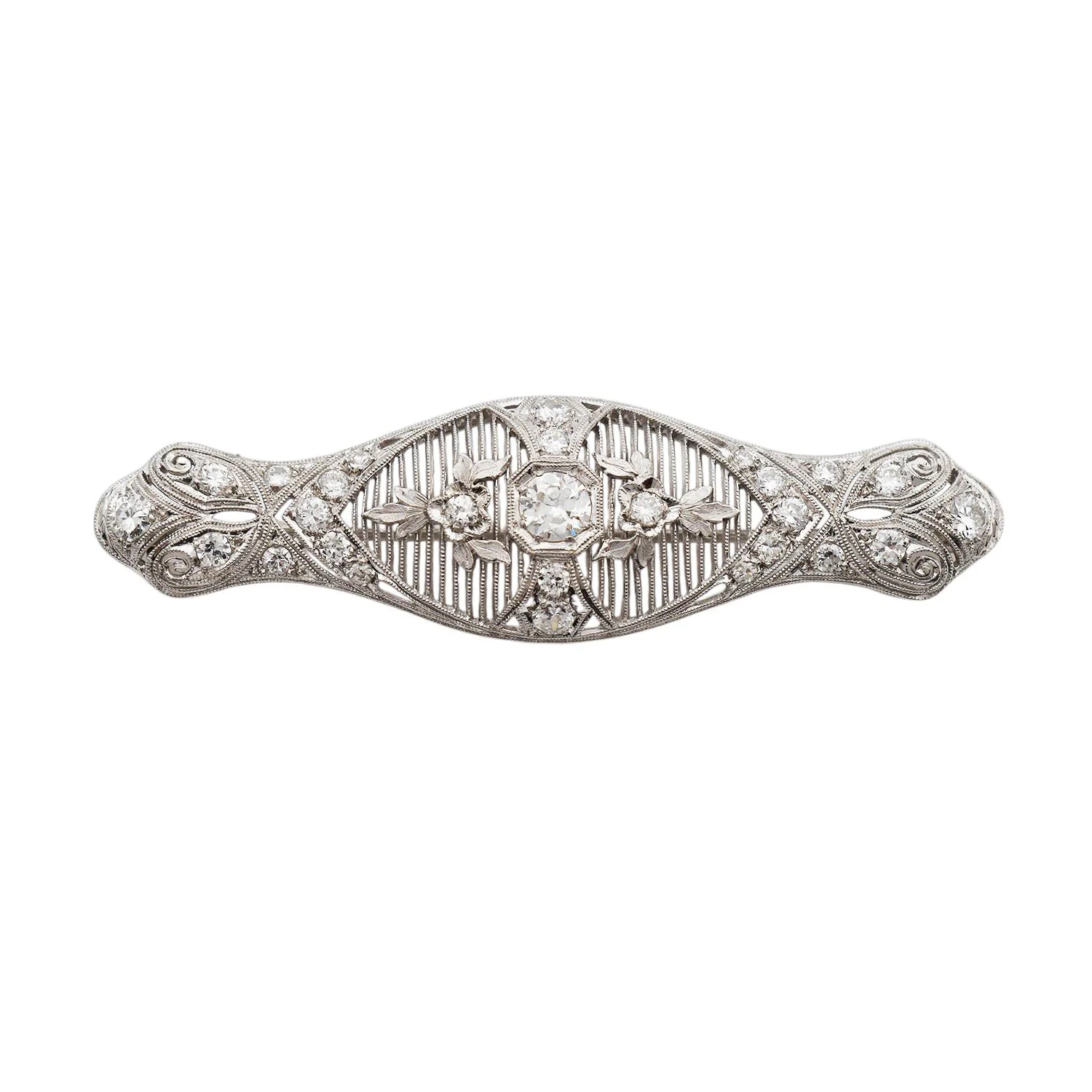 Platinum Art Deco Diamond Brooch