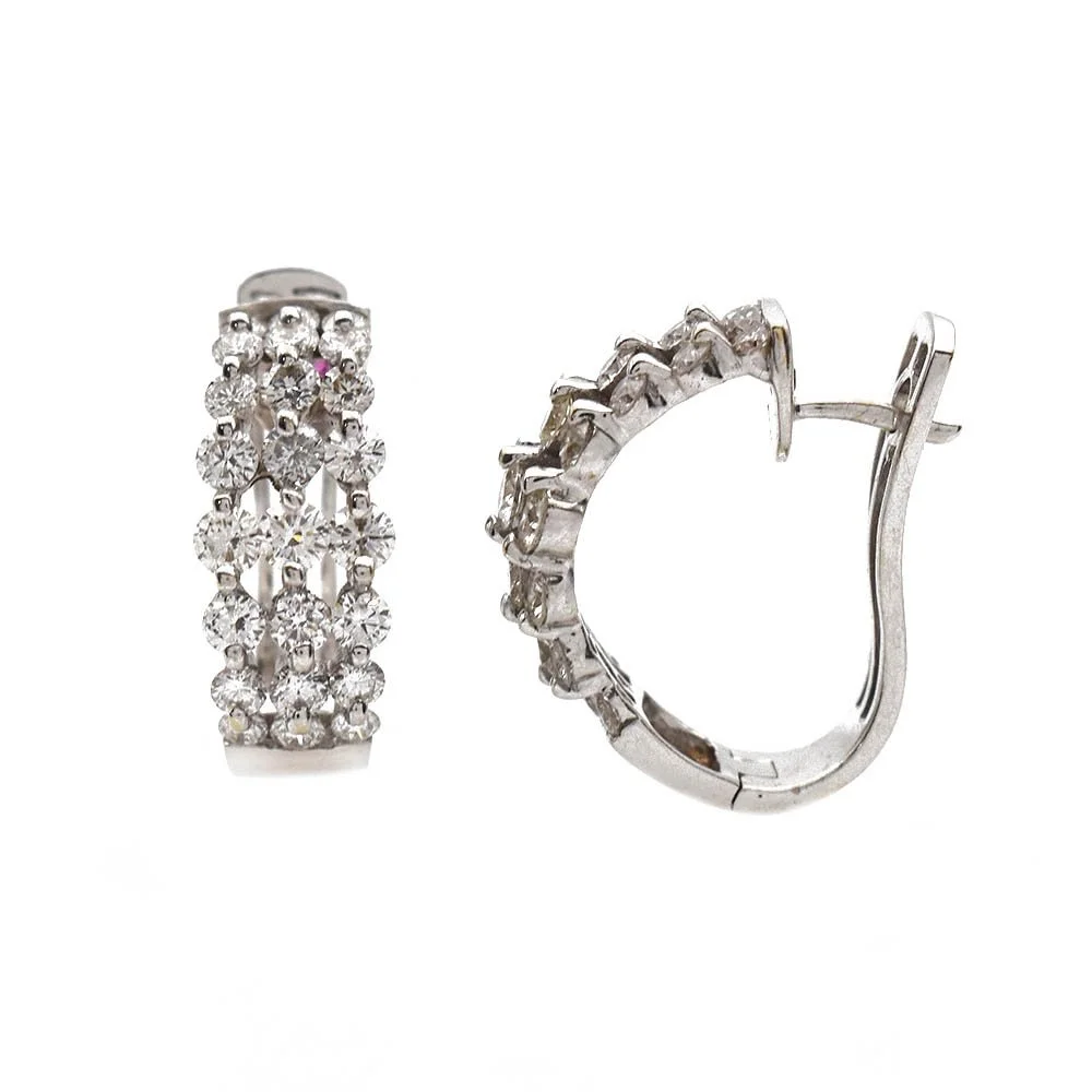 Roberto Coin Graduated Diamond Hoops White Gold