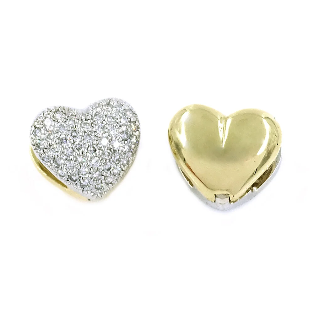 Reversible Diamond Gold Heart Earrings