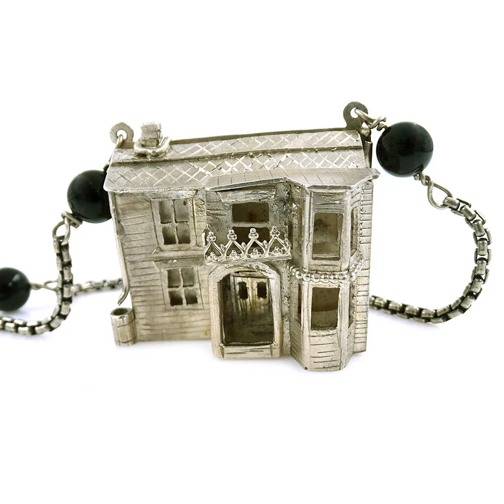 James Cleland 3-D House Necklace Sterling Silver