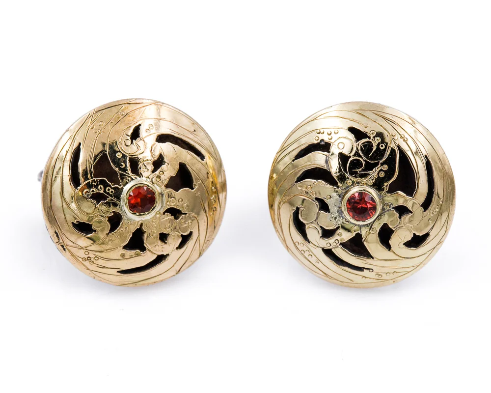 James Cleland Orange Sapphire Earrings Gold