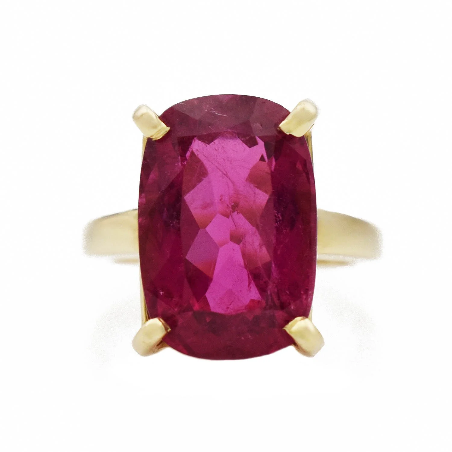 Hot Pink Tourmaline Ring Gold