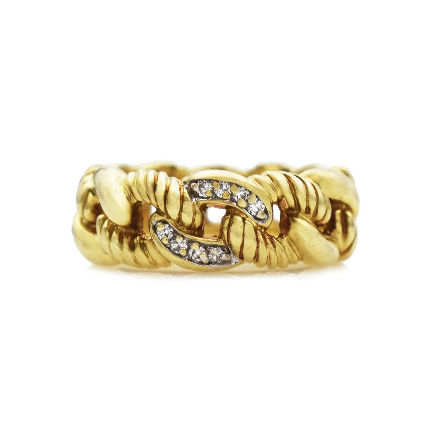 David Yurman Curb Chain Diamond Link Ring