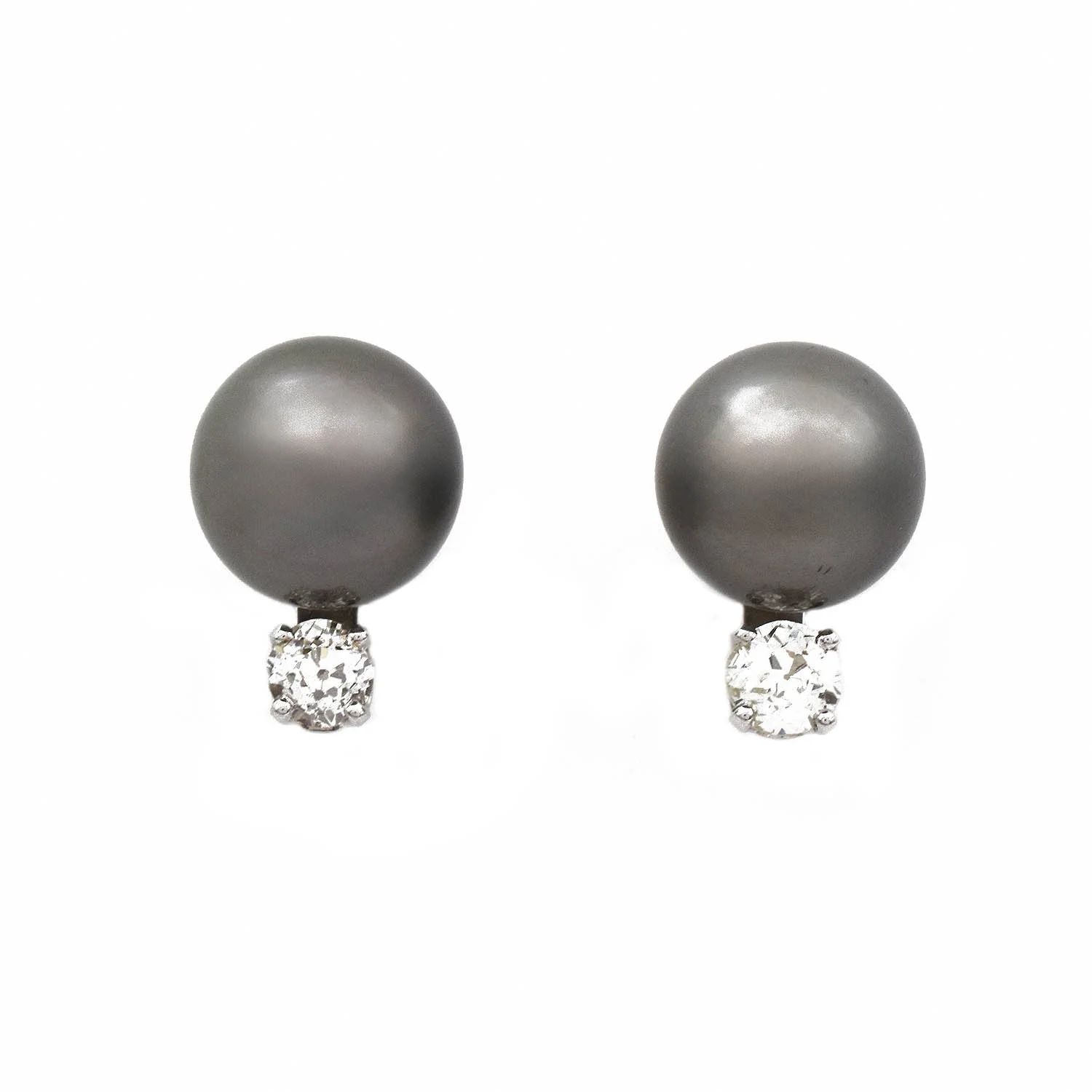 Tahitian Pearl Diamond Earrings White Gold