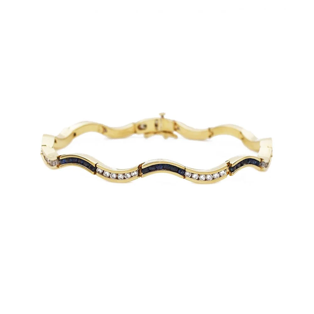 Sapphire Diamond Wavy Line Bracelet