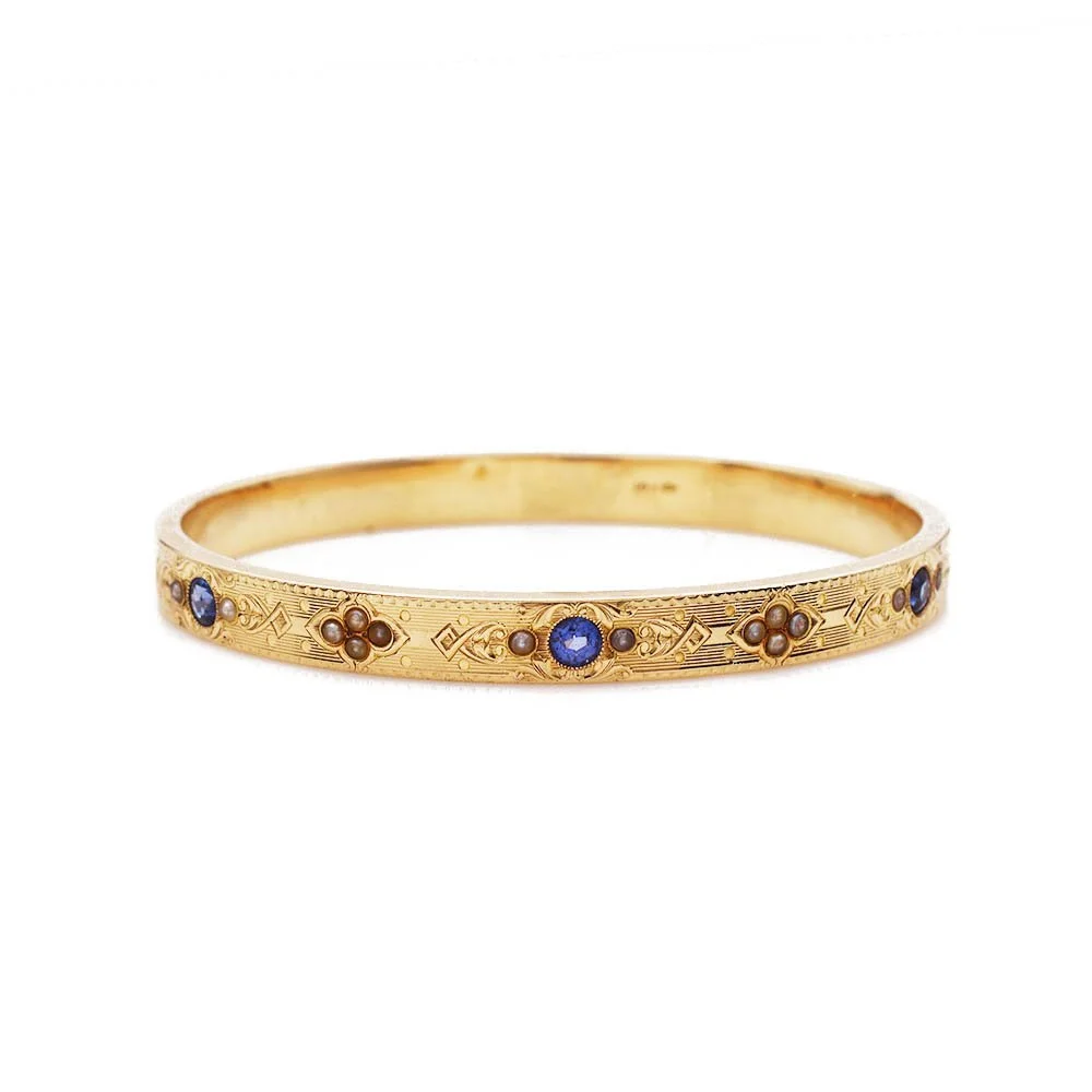Antique Carter, Gough & Co. Sapphire Bangle Bracelet Gold