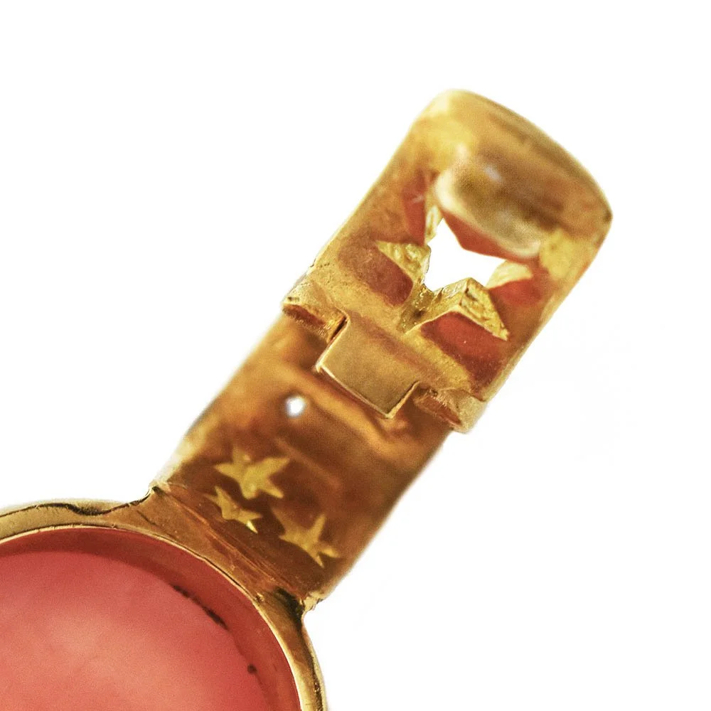 Rhodochrosite Diamond Pendant Yellow Gold | Antique & Estate Jewelry ...