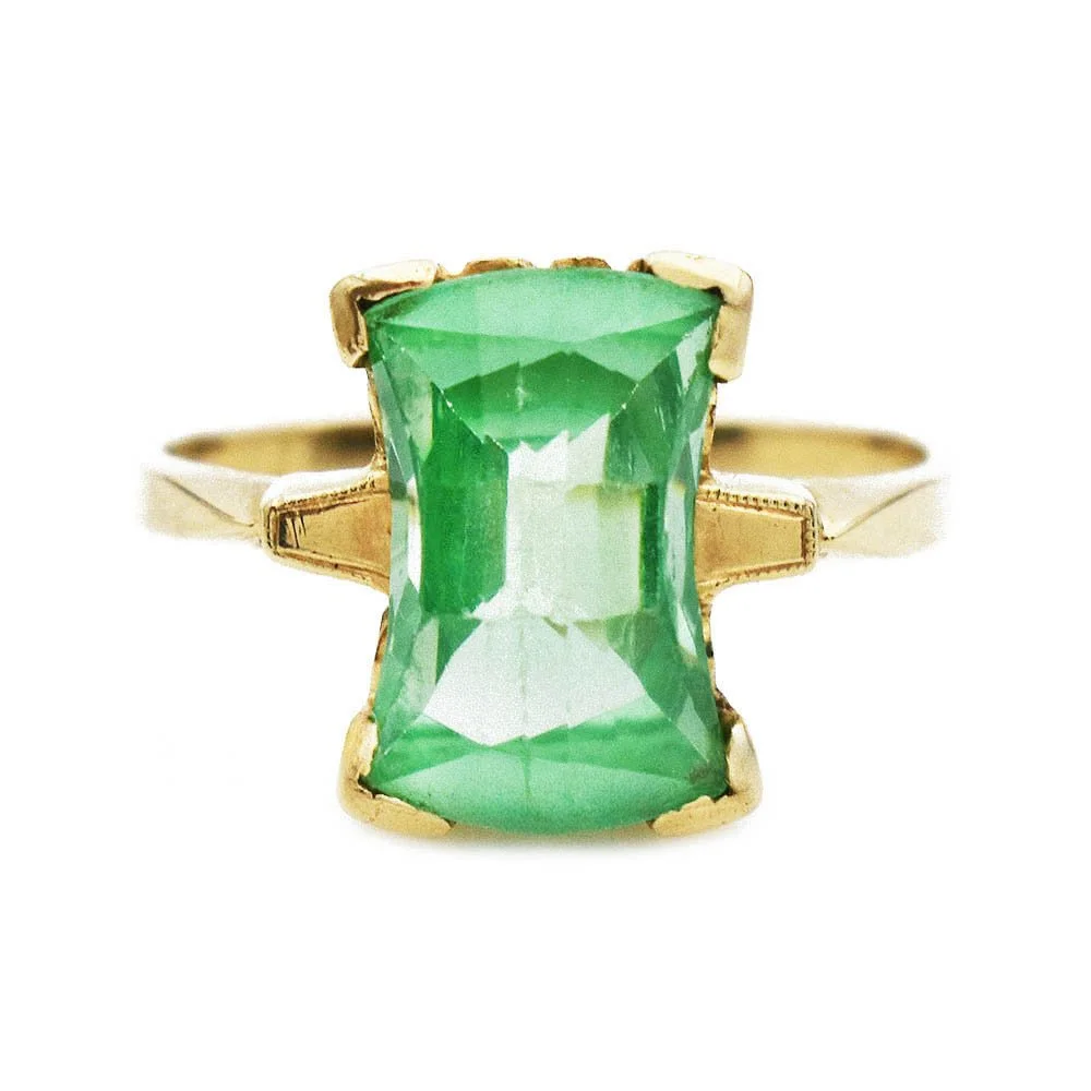 Vintage Uranium Glass Ring Gold