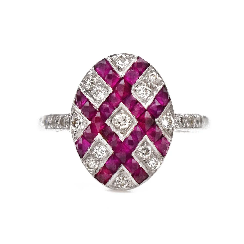 Deco Style Ruby Diamond Ring