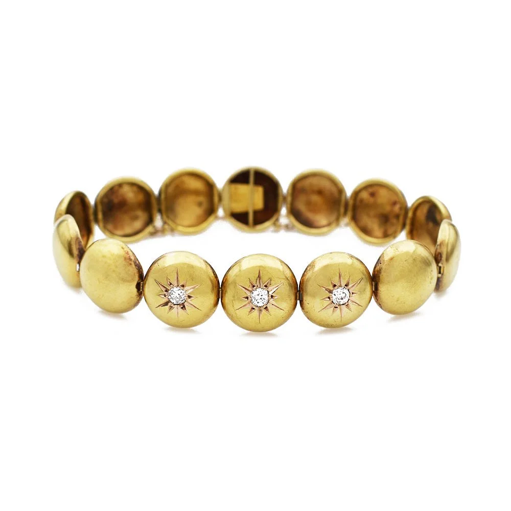 Victorian Gold Diamond Pillow Bracelet