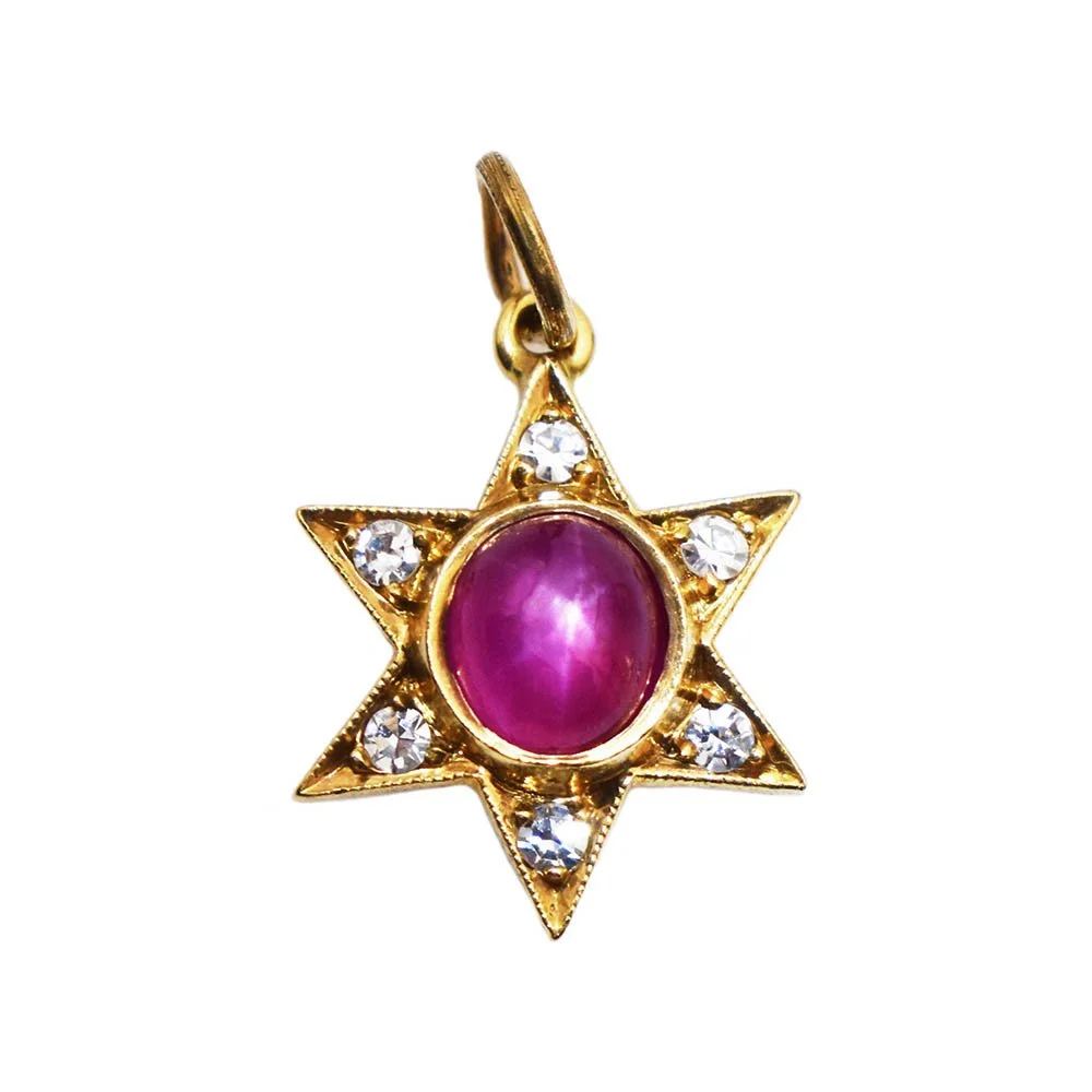Star Ruby Diamond Star Pendant Gold