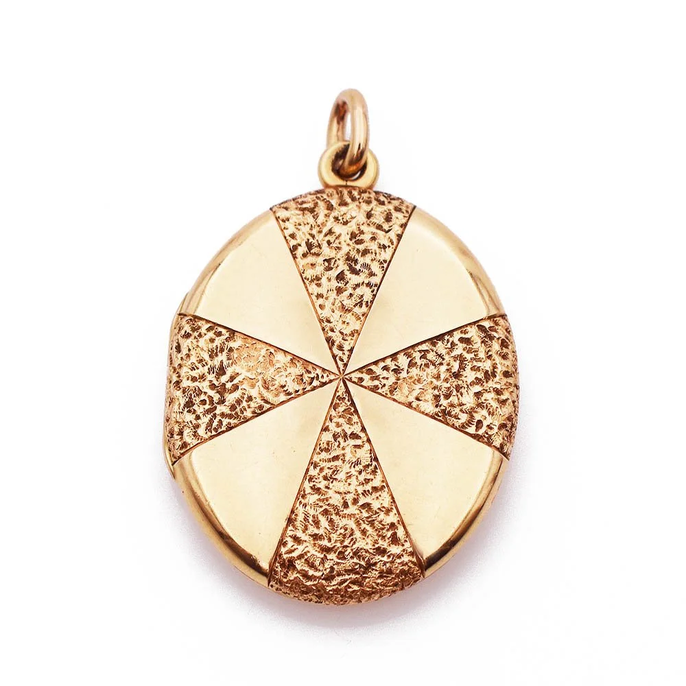 Textured Gold Oval Locket Pendant