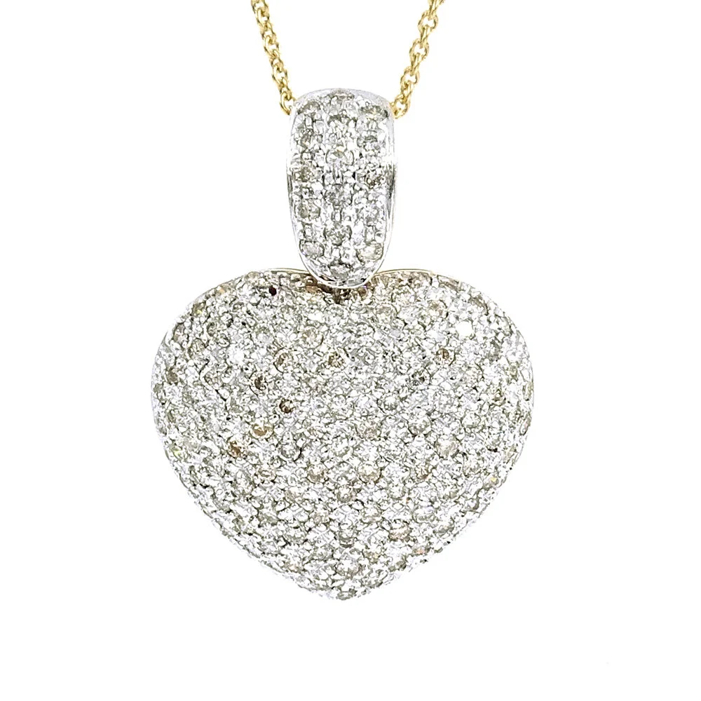 Diamond Puffy Heart Gold Pendant