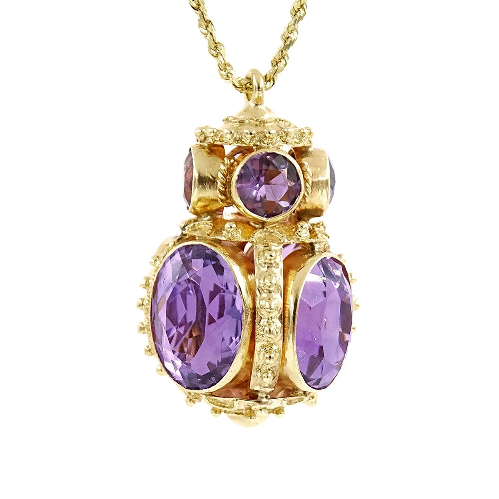 Etruscan Revival Amethyst Pendant