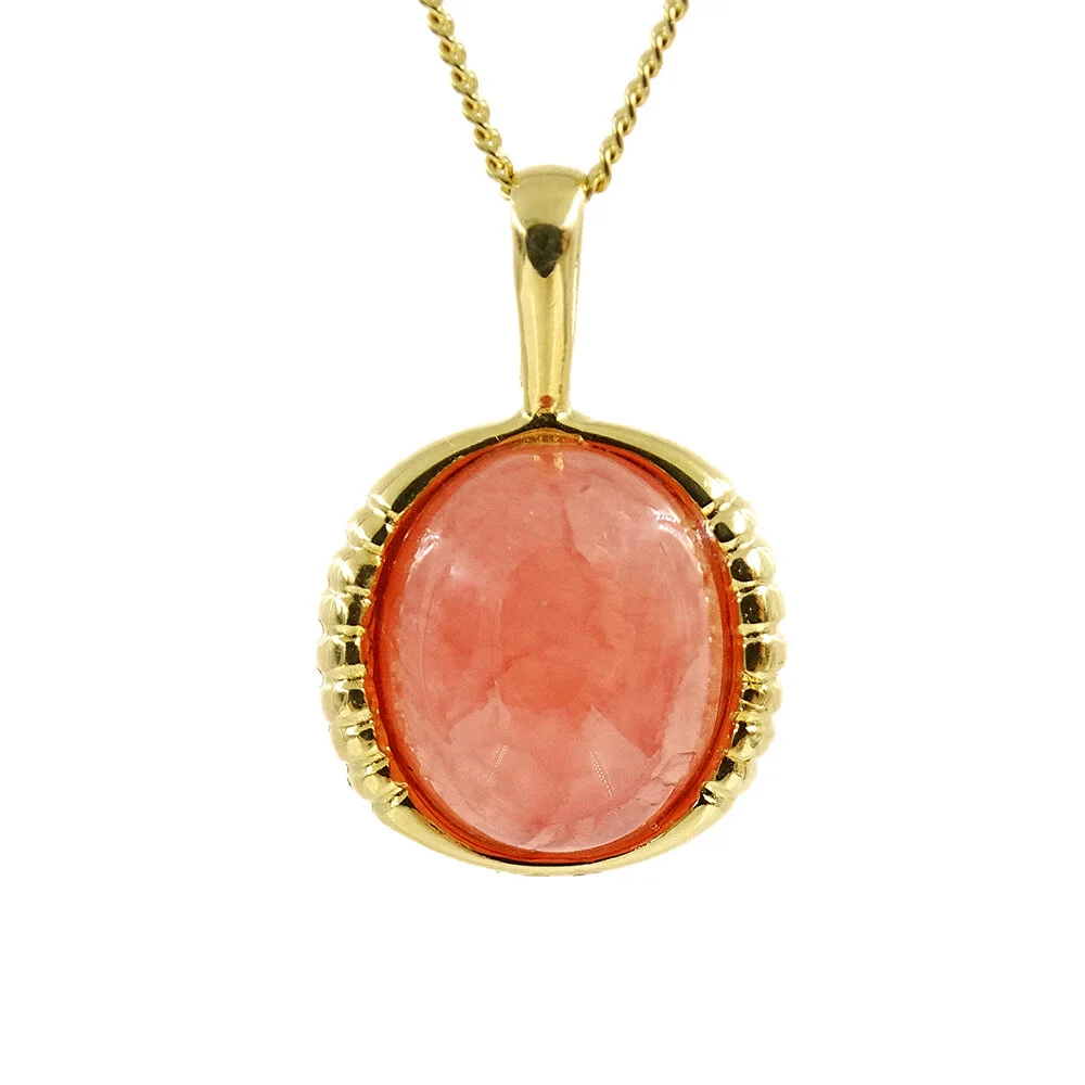 Rhodochrosite Gold Pendant with Chain