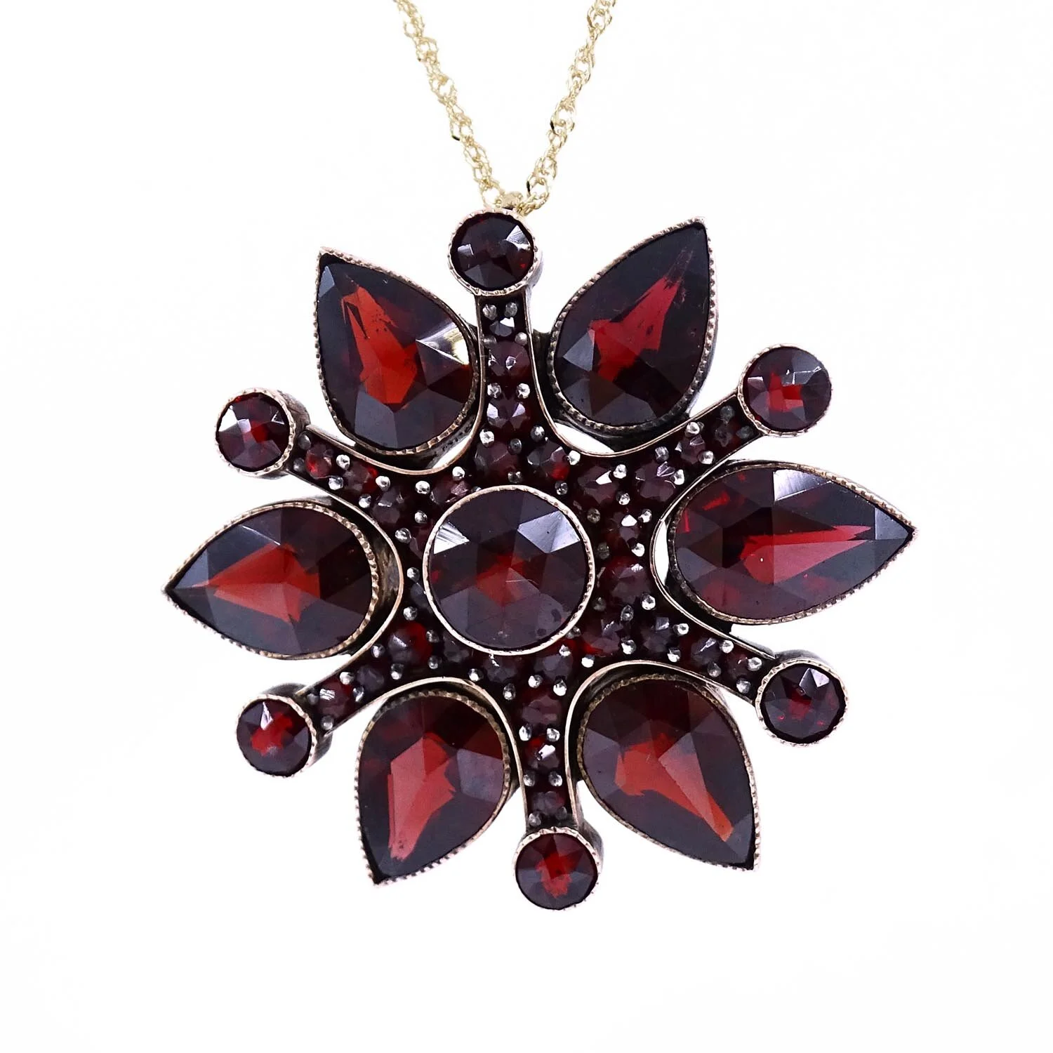 Antique Gold Vermeil Garnet Pendant