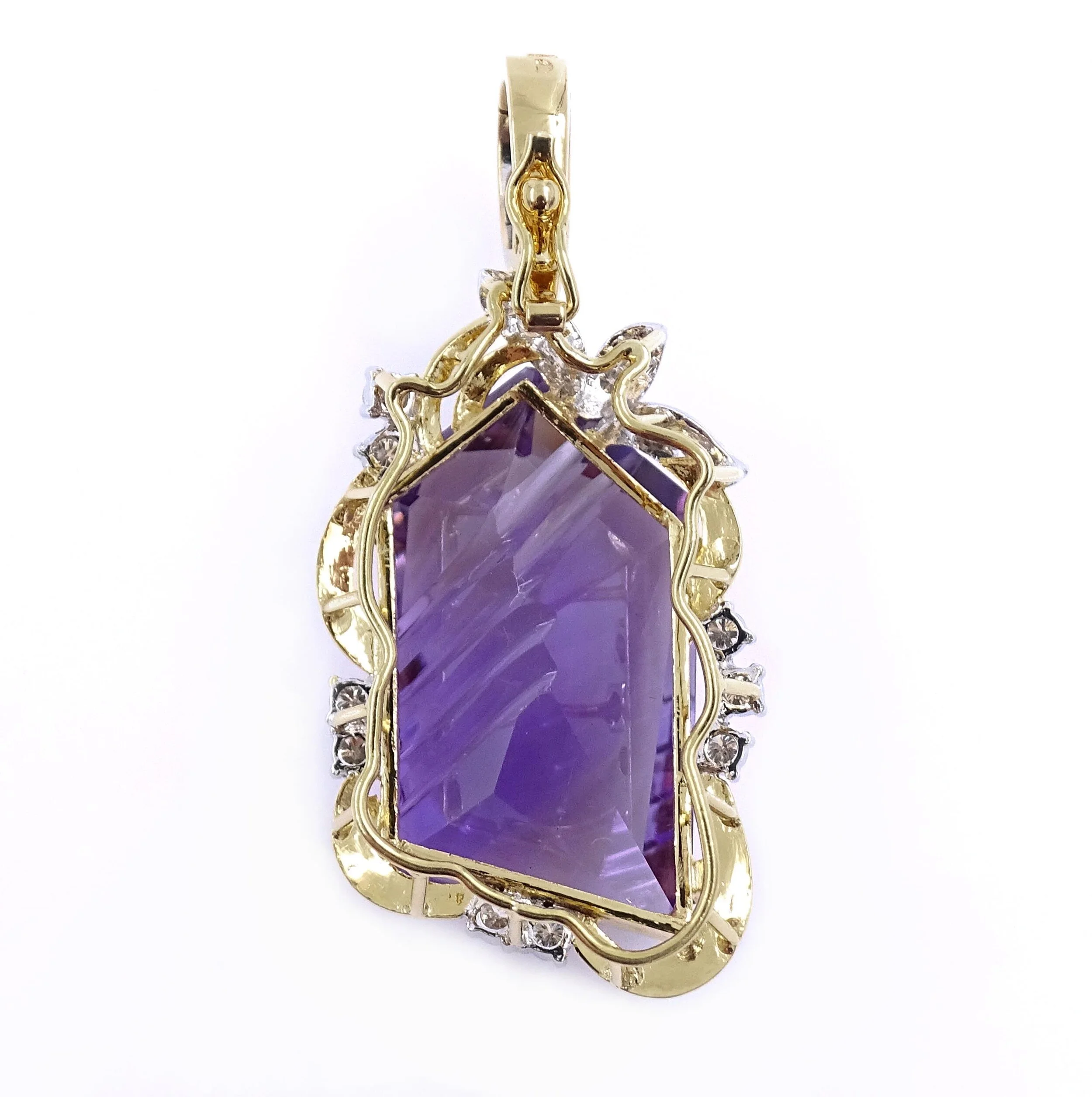 Amethyst Diamond Gold Pendant/Enhancer