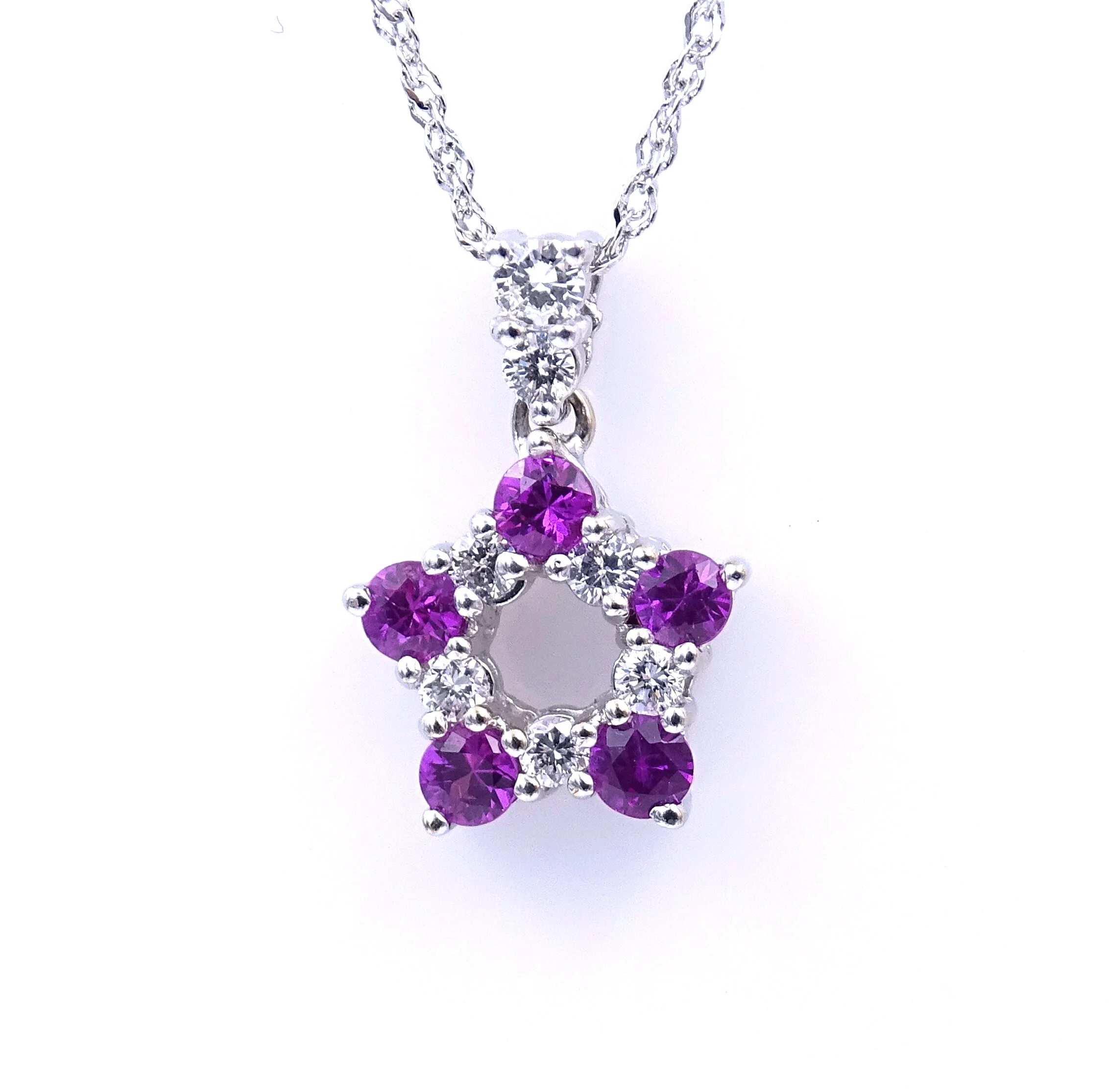 Pink Sapphire and Diamond Star Pendant
