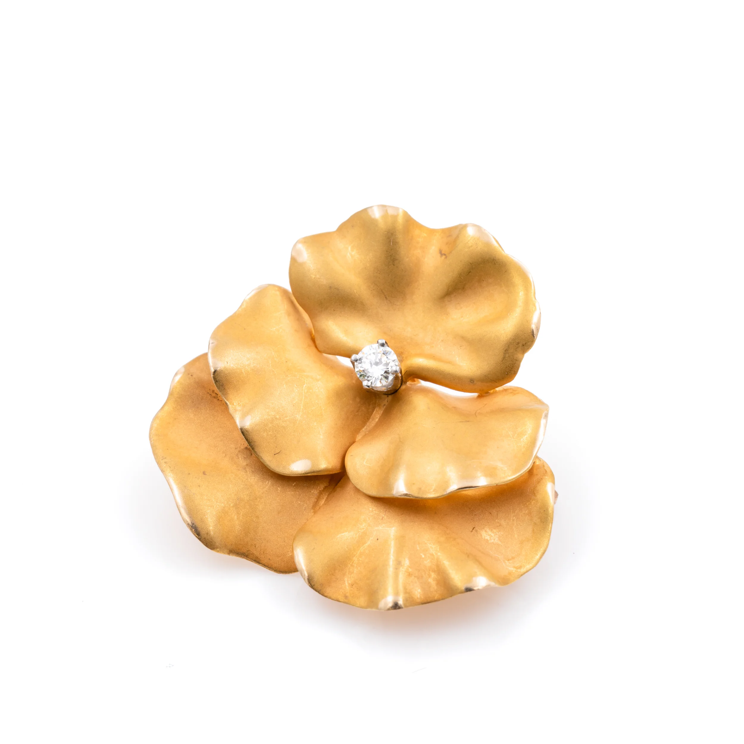 Art Nouveau Diamond Pansy Brooch Gold