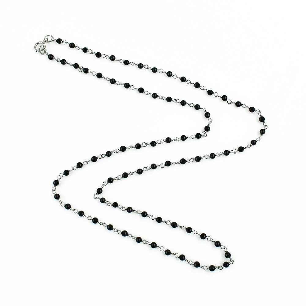 Platinum Black Onyx Station Necklace
