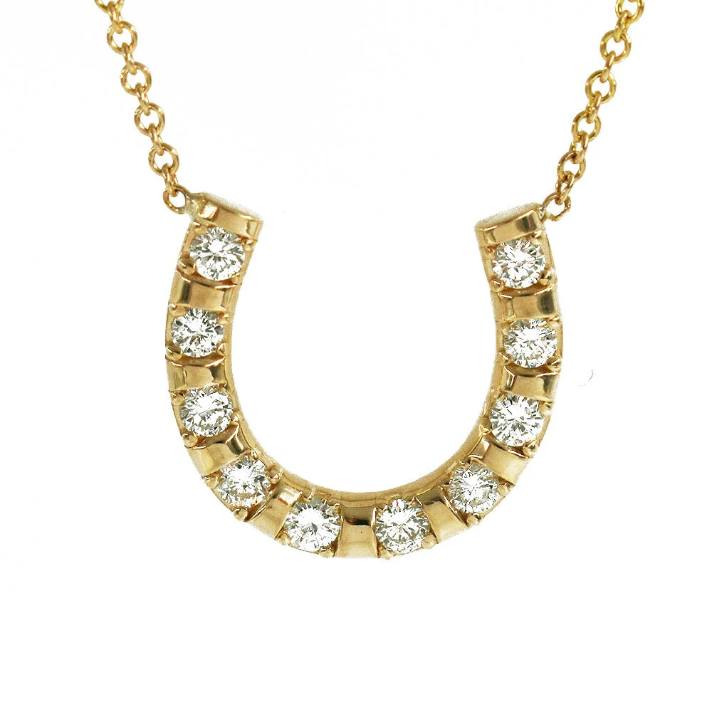 Diamond Horseshoe Pendant Gold Necklace