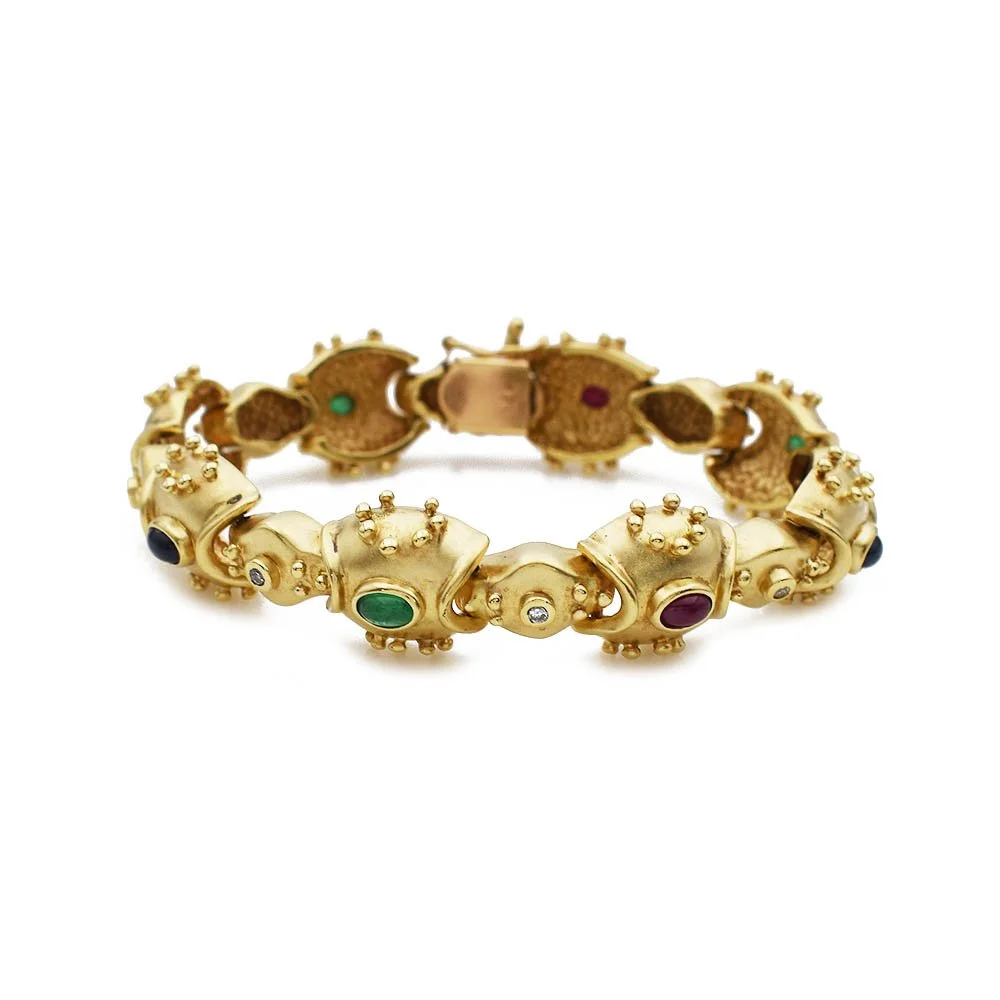 Vintage Ruby Sapphire Emerald and Diamond Bracelet